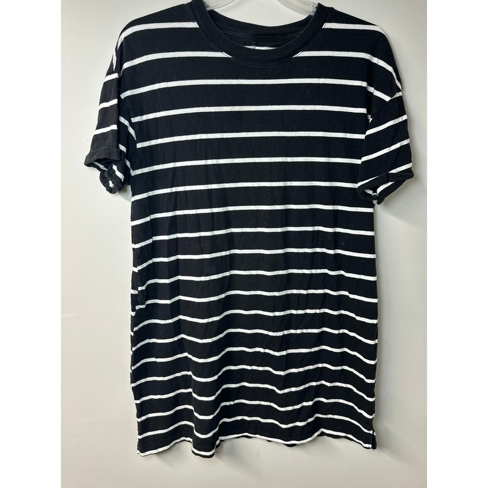Time & Tru | Black/White Striped Short Sleeve T-Shirt Dress | Size XL